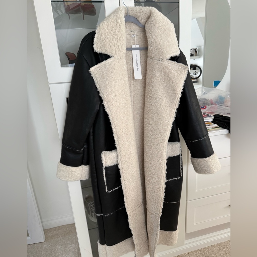 Naked Wardrobe Black and Cream Coat